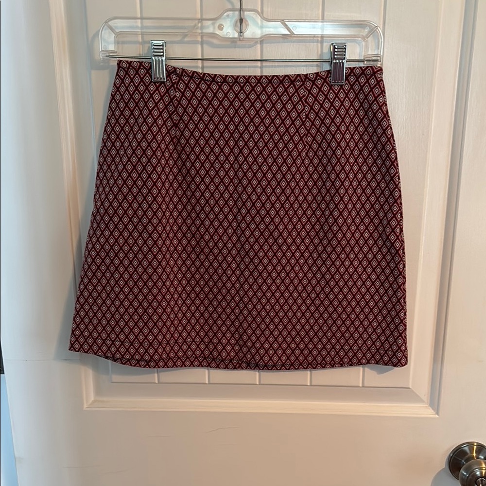 Express Red and White A-Line Mini Skirt Casual